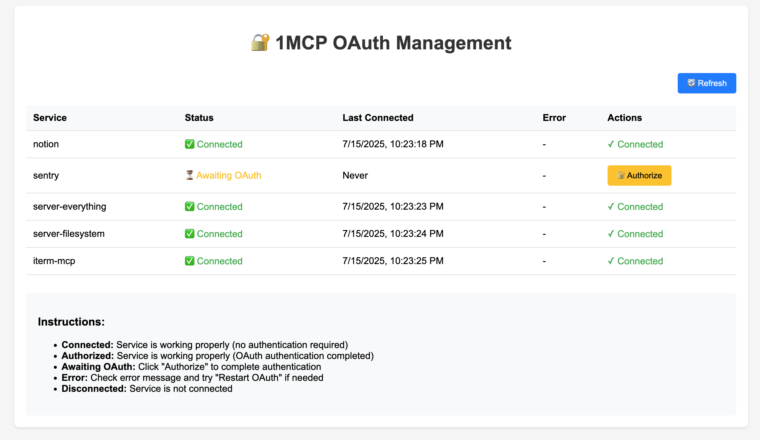 OAuth Management Dashboard